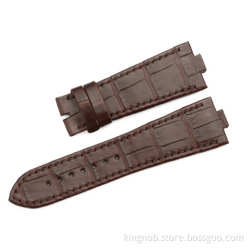 VC02 Genuine alligator Leather Watch Band For VC- Brown